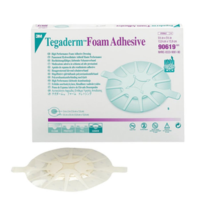 3M™ Tegaderm™ High Performance Foam Adhesive Dressing 90619, HeelDesign, 5 Each/Carton, 4 Carton/Case 1 in. x 1 in.