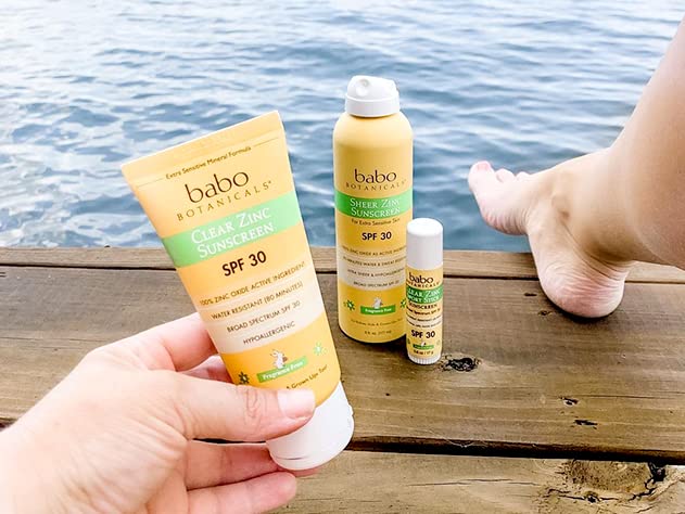 Babo Botanicals Sheer Zinc Mineral Sunscreen Sport Stick SPF30- Natural Zinc Oxide- Shea Butter- Fragrance-Free - Water Resistant - Made Safe Certified Fragrence free