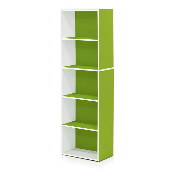 Furinno Pasir 3-Tier Open Shelf Bookcase, White/Green 11003WH/GR 3-Tier Cube