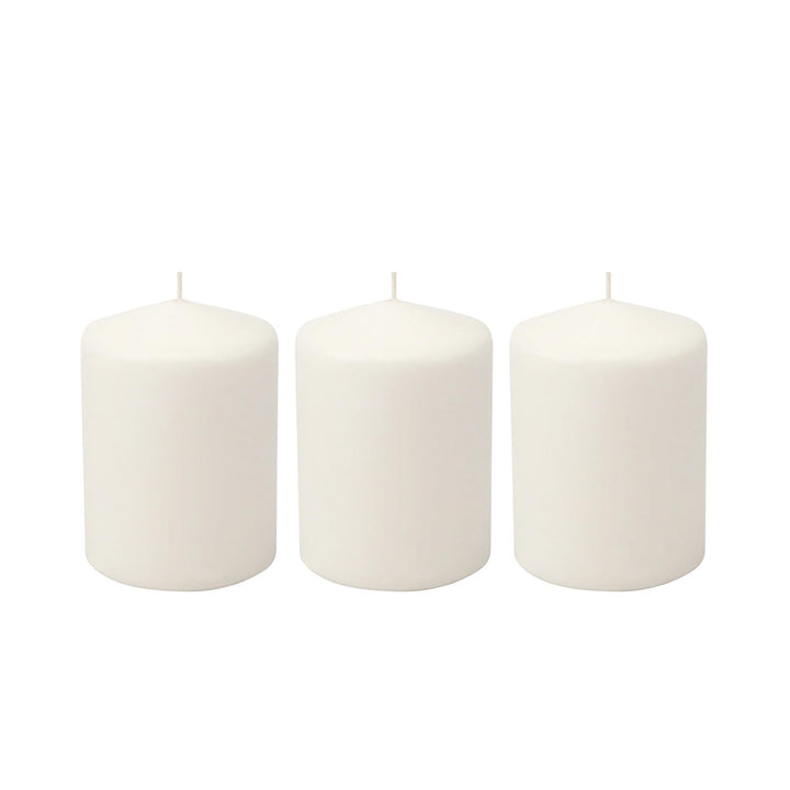 Stonebriar 3 Pack Tall 3 x 6 Inch 65 Hour Long Burning Unscented White Wax Pillar Candles 3x6 3.0