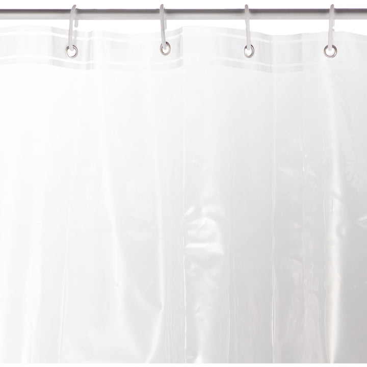 Basics Water Resistant 8-Gauge PEVA Shower Curtain Liner with Metal Grommets and Plastic Hooks, 84"L x 72"W, Clear 72" x 84"