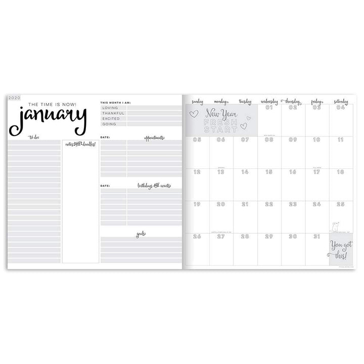 2020 Living Leaves Best Life Large Monthly Goal and Reflection Oversized Desk Planner