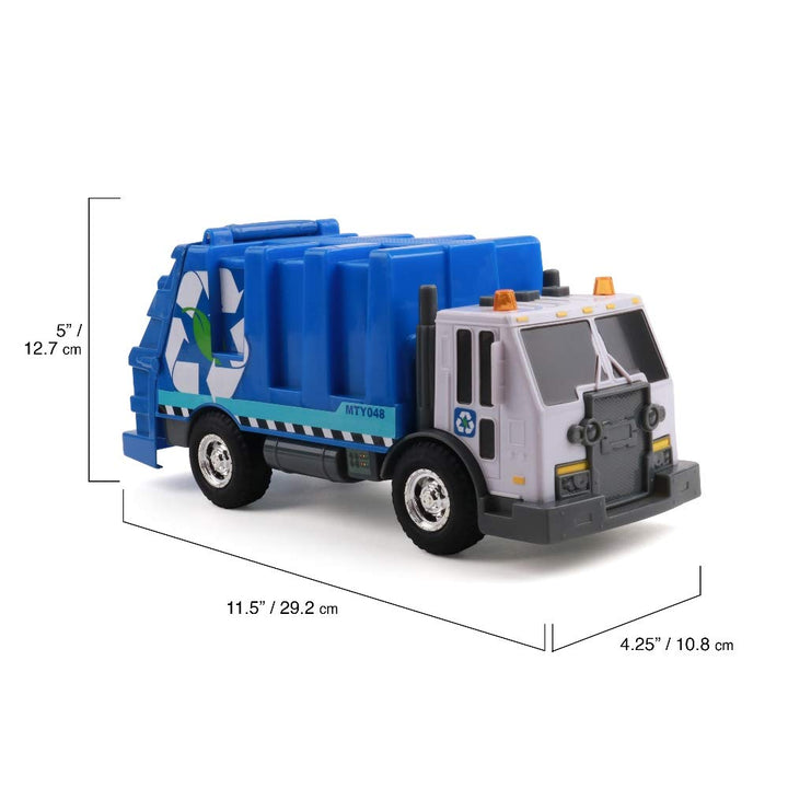 Mighty Fleet Rescue Force Garbage Truck Toy - Realistic Lights & Sounds, Detachable Recycling Bin, Durable Plastic, Ages 3+