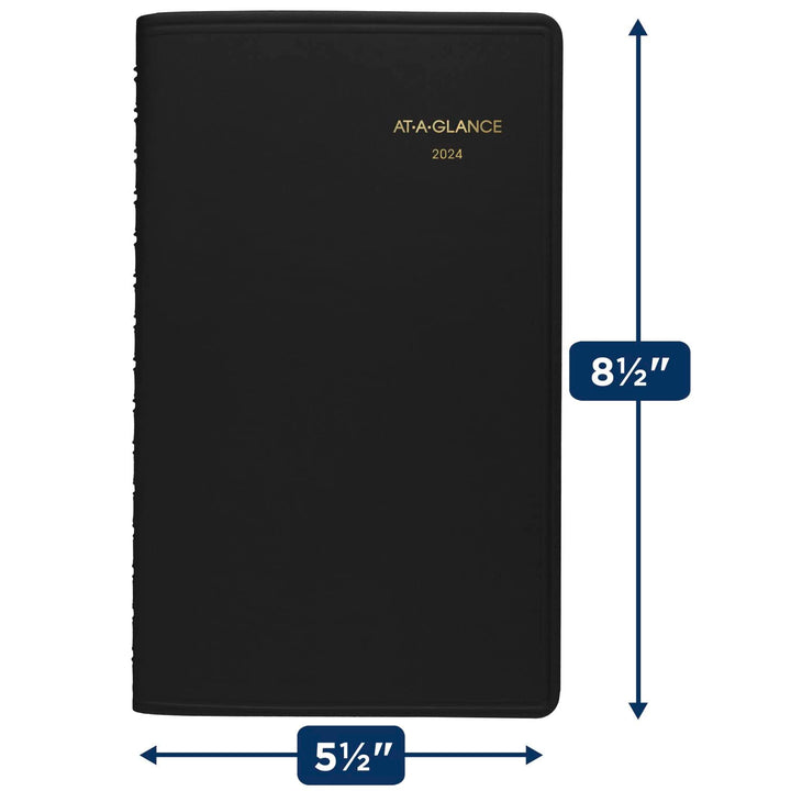 AT-A-GLANCE 2024 Weekly Appointment Book Planner, 5" x 8", Small, 12 Months, Black (700750524) 2024 Old Edition