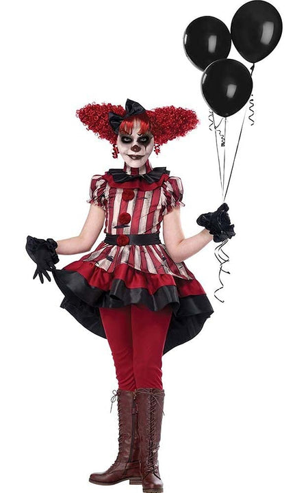 Wicked Clown Costume Girl's Large Red