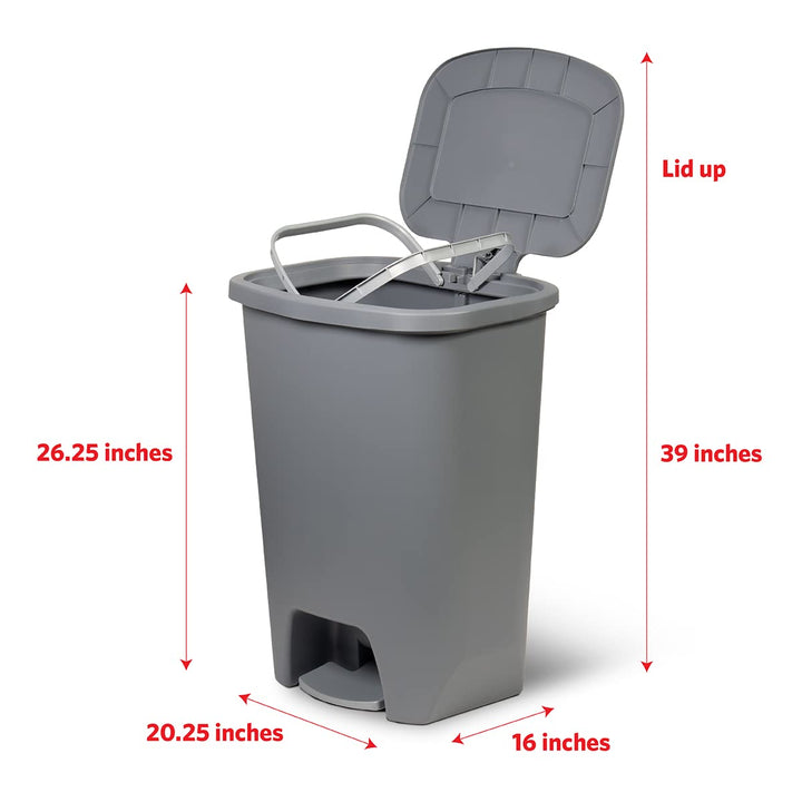 Glad 13 Gallon Trash Can | Plastic Kitchen Waste Bin with Odor Protection of Lid | Hands Free with Step On Foot Pedal and Garbage Bag Rings, 13 Gallon, White