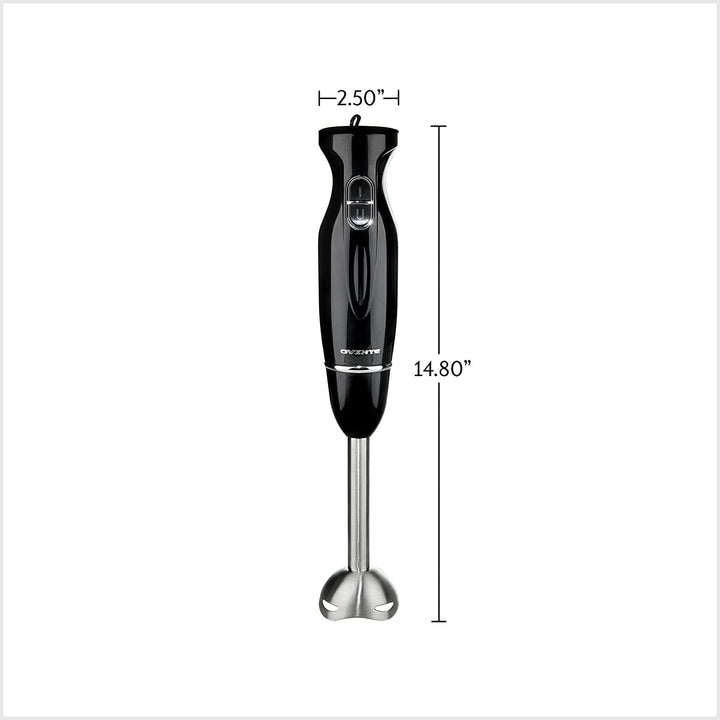 OVENTE Electric Immersion Hand Blender 300 Watt 2 Mixing Speed with Stainless Steel Blades, Powerful Portable Easy Control Grip Stick Mixer Perfect for Smoothies, Puree Baby Food & Soup, Black HS560B