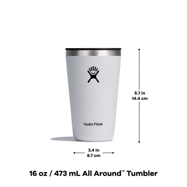 Hydro Flask All Around Stainless Steel Tumbler with Lid and Double-Wall Vacuum Insulation Agave 16 Oz