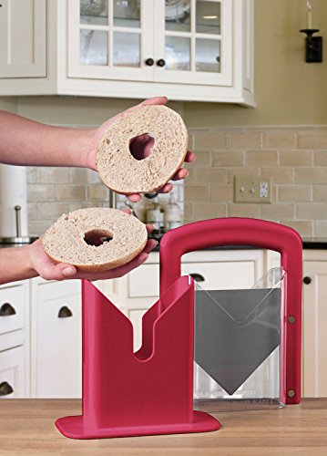 Hoan The Original Bagel Guillotine Universal Slicer, 9.25-Inch, Red