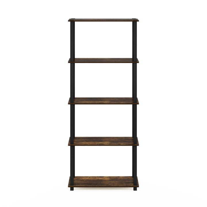 Furinno Turn-N-Tube 5-Tier Multipurpose Shelf / Display Rack / Storage Shelf / Bookshelf, Classic Tubes, Sonoma Oak/White 5-Tier Classic Tube