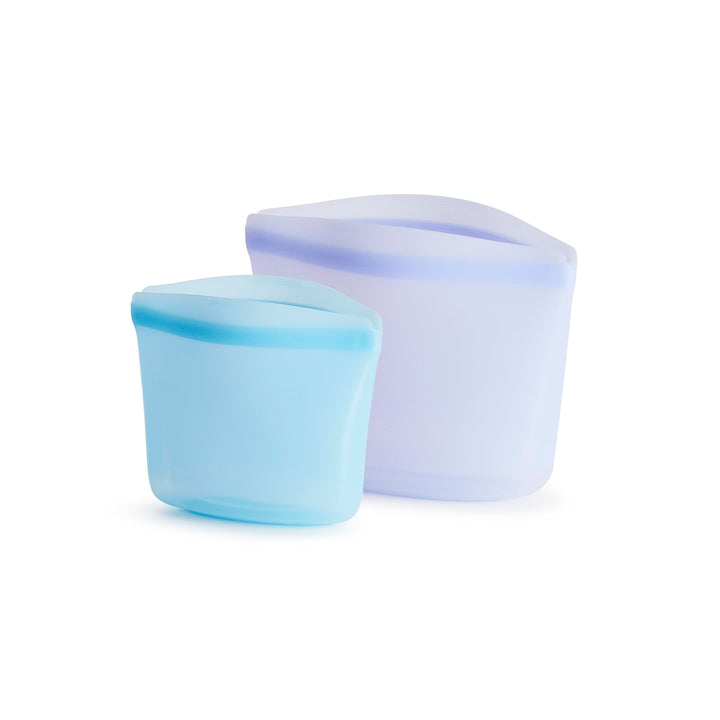Stasher Reusable Silicone Storage Bag, Food Storage Container, Microwave and Dishwasher Safe, Leak-free, Bundle 2-Pack Bowls, Blue + Lavender