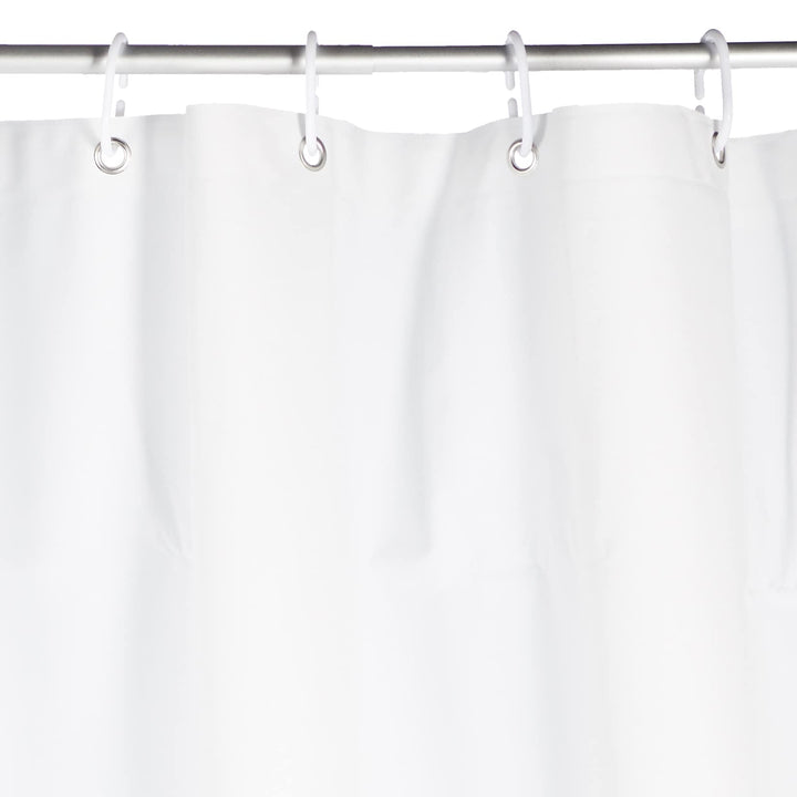 Basics Water Resistant 8-Gauge PEVA Shower Curtain Liner with Metal Grommets and Plastic Hooks, 78"L x 72"W, White 72" x 78"