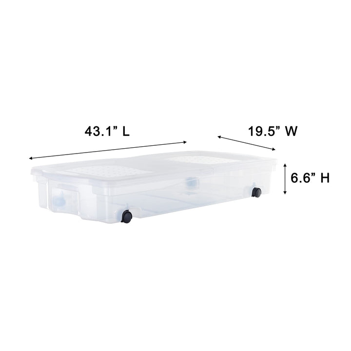 Rubbermaid Cleverstore Under the Bed 70 Qt Wheeled 2-Pack, Clear Storage Bins with Latching Lids, Stackable, BPA-Free, Made in USA Under the Bed - 2 Pack