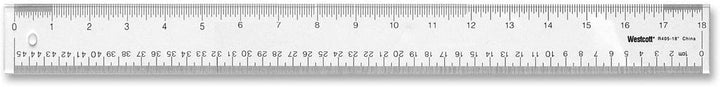 Westcott 10562 Acrylic Clear Ruler, 18 In