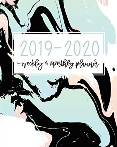 2019-2020 Weekly & Monthly Planner: July 1, 2019 to June 30, 2020: Weekly & Monthly View Planner, Organizer & Diary: Mint & Black Marble Swirl 0311