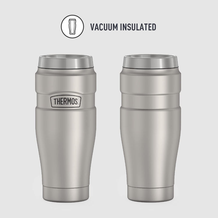 THERMOS Stainless King Vacuum-Insulated Travel Tumbler, 16 Ounce, Matte Steel