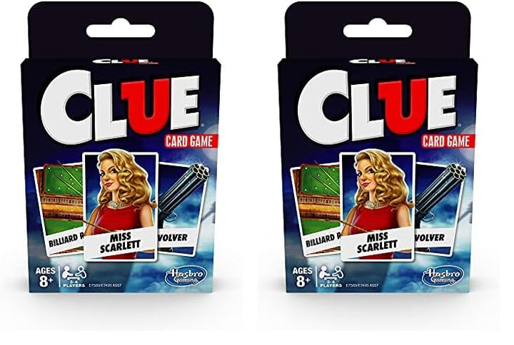 Clue Card Game, 3-4 Player Strategy Game, Travel Games, Christmas Stocking Stuffers for Kids Ages 8 and Up (Pack of 2) 1 Count (Pack of 2) Clue