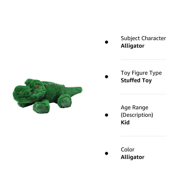 Wild Republic EcoKins Mini Alligator Stuffed Animal 8 inch, Eco Friendly Gifts for Kids, Plush Toy, Handcrafted Using 7 Recycled Plastic Water Bottles (24801)