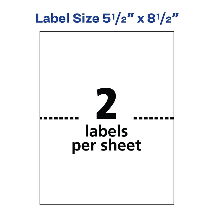 Avery Printable Blank Shipping Labels, 5.5" x 8.5", White, 200 Labels, Inkjet Printer, Permanent Adhesive (8426)