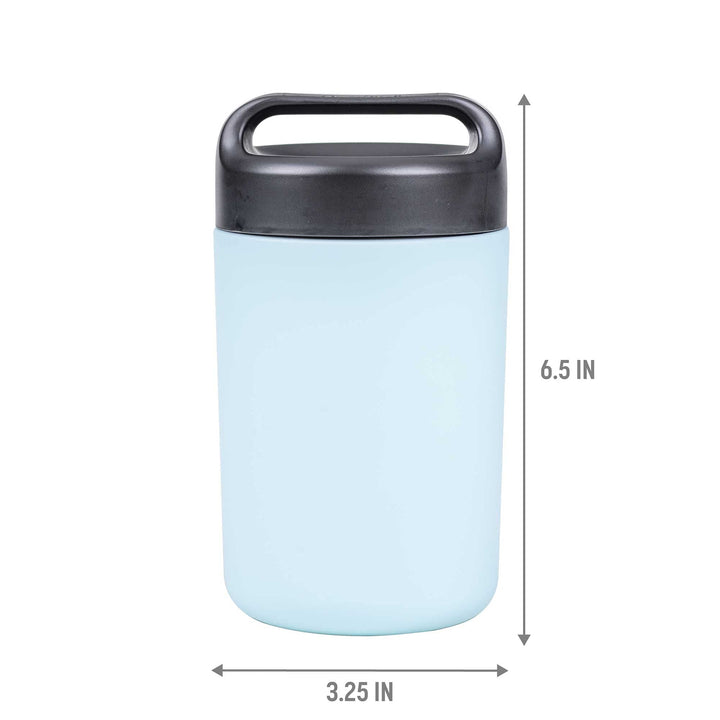 Goodful Vacuum Sealed Insulated Food Jar with Handle Lid, Stainless Steel Thermos, Lunch Container, 16 Oz, Sky Blue