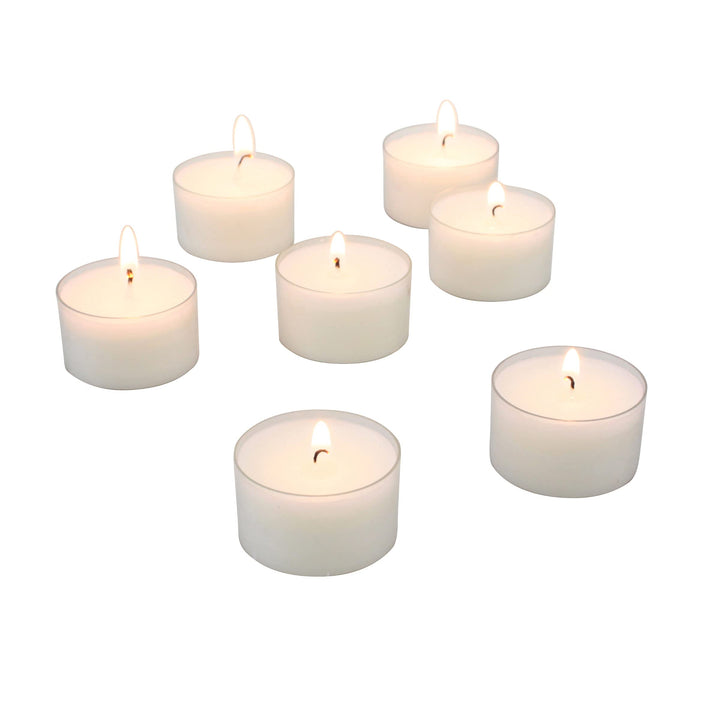 Stonebriar Bulk 96 Unscented Smokeless Long Burning Clear Cup Tea Light Candles with 8 Hour Extended Burn Time (Pack of 6, 576 Count Total) 6 packs of 96, 576 Total