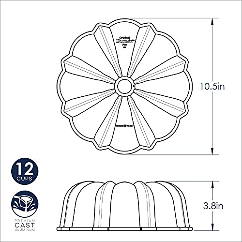 Nordic Ware Pro Cast Original Bundt Pan Bakeware, 12 Cup, Bronze