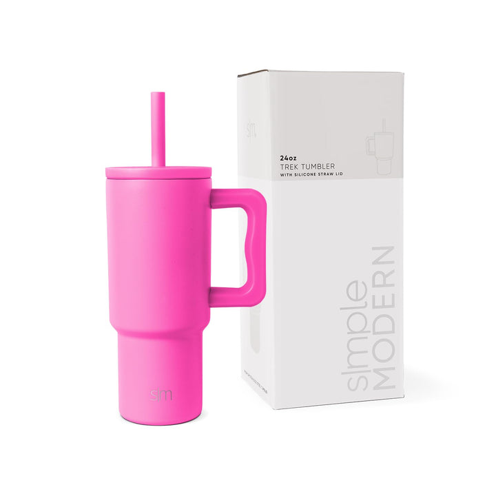 Kids 24oz Tumbler with Straw Lid by Simple Modern - Spill/Leak Proof, Stainless Steel, Raspberry Vibes -Raspberry Vibes