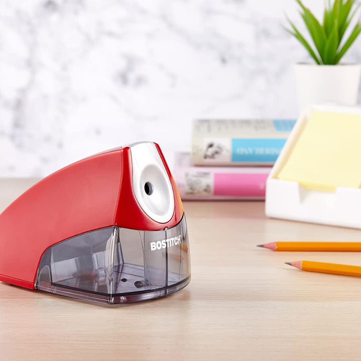 Bostitch Office Personal Electric Pencil Sharpener, Powerful Stall-Free Motor, High Capacity Shavings Tray, Red (EPS4-RED) Pencil Sharpner