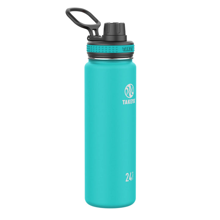 Takeya Originals 18 oz Vacuum Insulated Stainless Steel Water Bottle with Straw Lid, Ocean