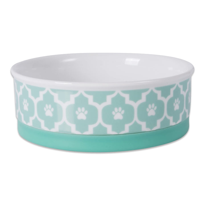 Bone Dry Lattice Collection Pet Bowl & Canister, Medium, 6x2", Aqua Medium, 6x2"