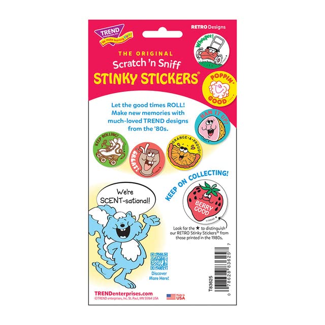 Wow!/Bubble Gum Retro Stinky Stickers by Trend; 24 Seals/Pack - Authentic 1980s Designs!