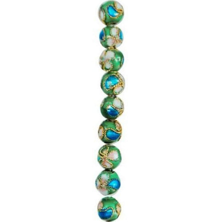 Expo International 6mm x 6mm Cloisonné | Green Multi Jewelery Beads, Small, Pack of 30