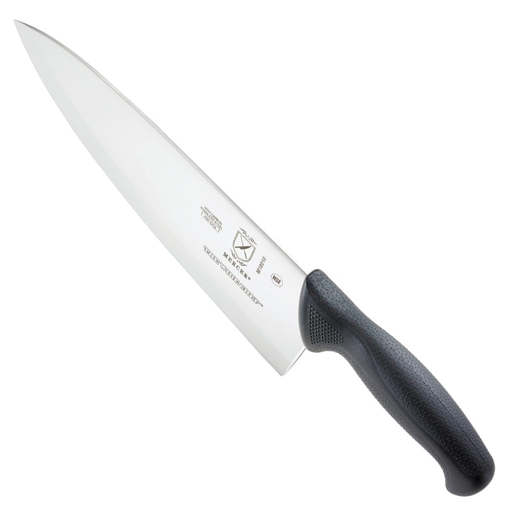 Mercer Culinary M18010 Millennia Black Handle, 10-Inch Wide Hollow Ground, Chef's Knife 10" Chef's Knife (Wide)