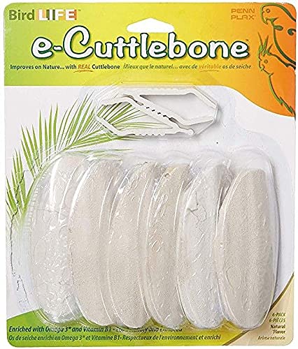 Penn-Plax Bird-Life Natural E Cuttlebone 6 Pack  Enriched with Omega 3 and Vitamin B1  Great for All Birds