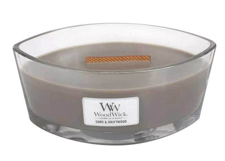 WoodWick Ellipse Scented Candle, Sand & Driftwood, 16oz | Up to 50 Hours Burn Time & Ellipse Candle, Sagewood & Seagrass, 16 oz.