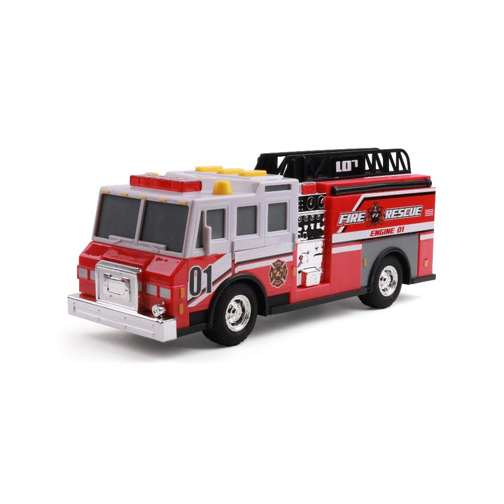 Mighty Fleet Rescue Force 12" Fire Truck Ladder Toy with Realistic Lights & Sounds, Free Wheeling Play & Working Ladder! Ages 3+