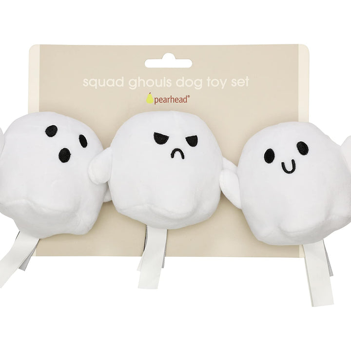 Pearhead Plush Squeaky Ghost Dog Toys, Halloween Stuffed Pet Toy, Dog Owner Must Have Accessories, Spooky Ghosts Fall Dog Toys, Set of 3 Ghost Pet Toy Set