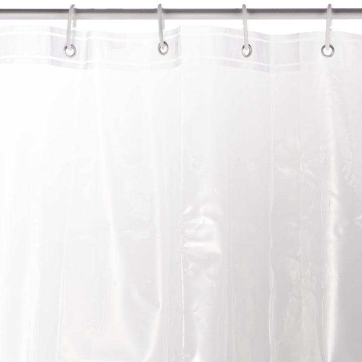 Basics Water Resistant 8-Gauge PEVA Shower Curtain Liner with Metal Grommets and Plastic Hooks, 78"L x 72"W, Clear 72" x 78"