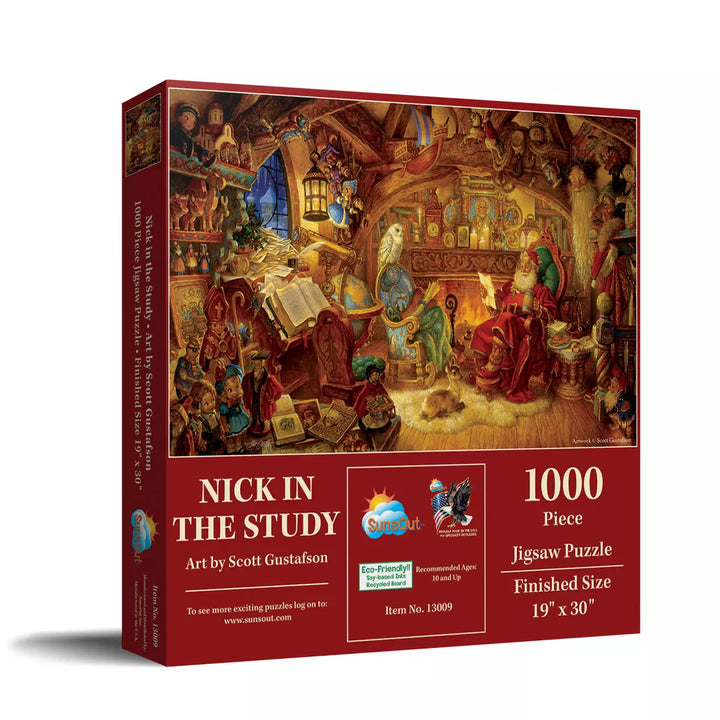 Sunsout Nick in the Study 1000 Pc Christmas Jigsaw Puzzle 13009