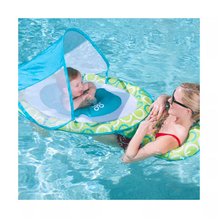 Swimways Mommy and Me Baby 9 to 24 Months Spring Pool Float W/ Canopy, Mesh Bed, & Removable Float Ring for Parents (2 Pack)