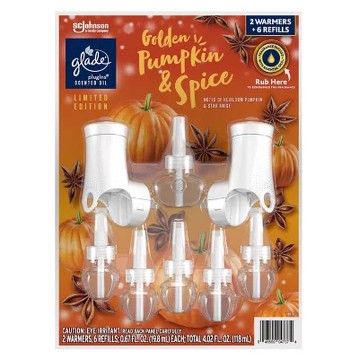 Glade Plugins Scented Oil, Pumpkin & Spice 2 Warmers + 6 Refills