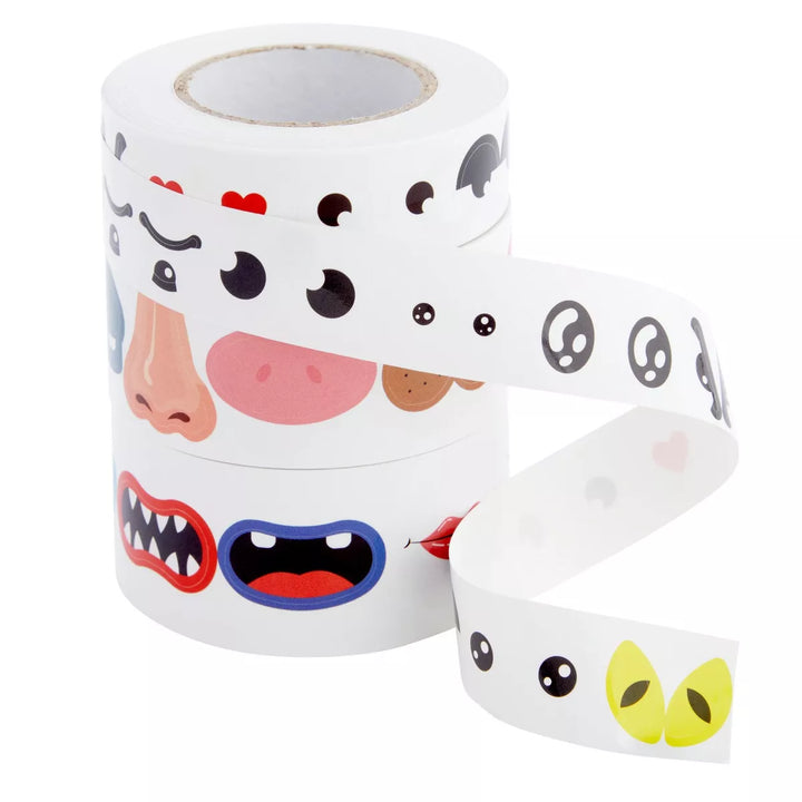 Okuna Outpost 1500-Pack Assorted Face Stickers Roll for Kids Party Favors (3 Rolls)