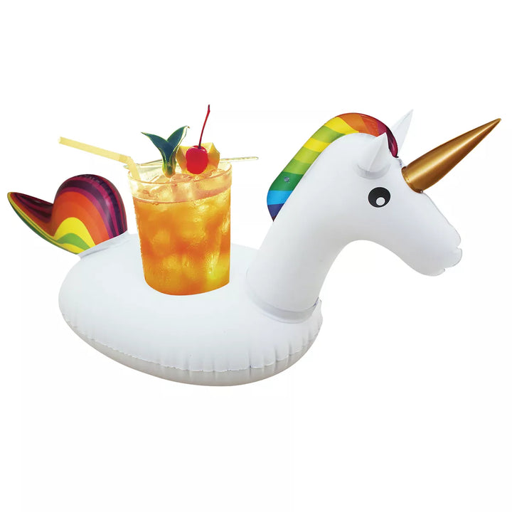 Northlight 16" Inflatable Unicorn Swimming Pool Floating Drink Holder