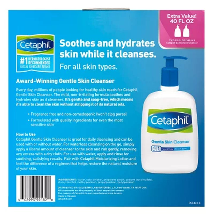 Cetaphil Gentle Skin Cleanser 20 Fl. Oz., 2 Pk.