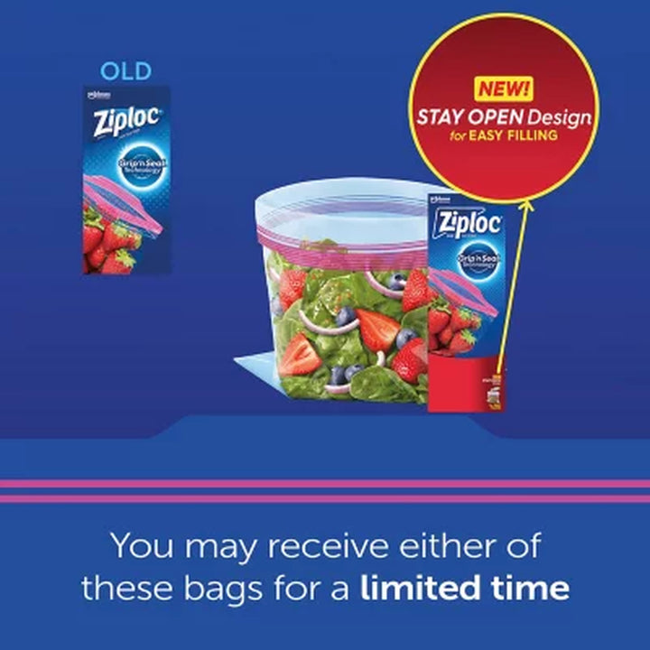 Ziploc Gallon & Storage Quart Bags with New Stay Open Design, 204 Ct.