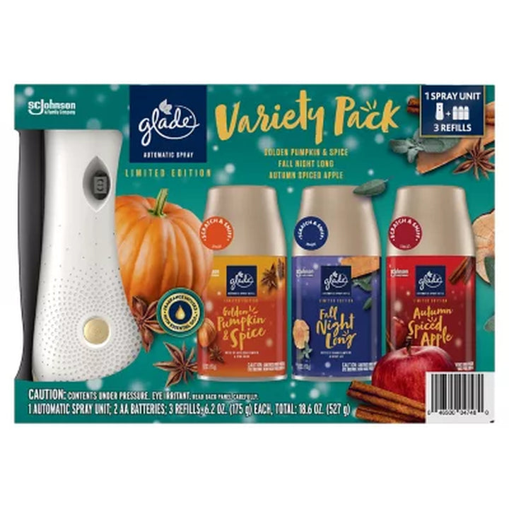 Glade Automatic Spray Air Freshener, Mixed Fall Scents 1 Holder + 3 Refills