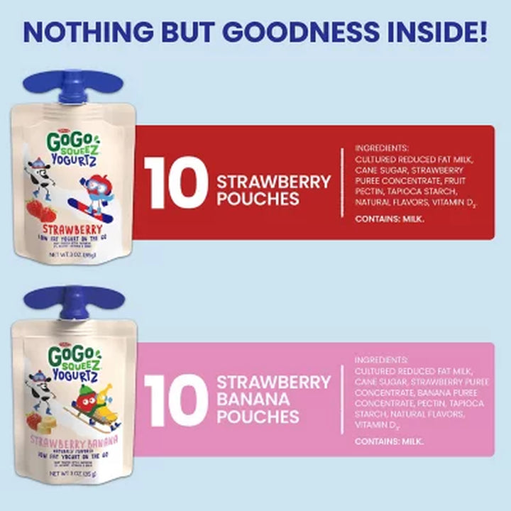 Gogo Squeez Yogurtz Strawberry and Strawberry Banana, 3 Oz., 20 Ct.