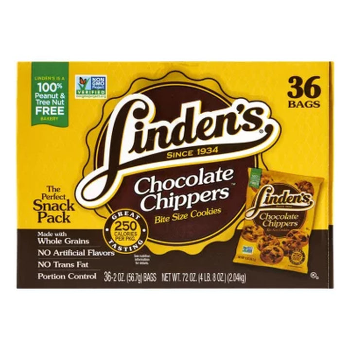 Linden'S Mini Chocolate Chippers Cookies, 2 Oz., 36 Pk.