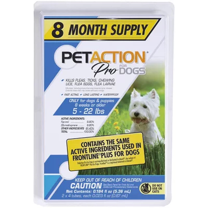 Petaction Pro for Dogs, 8 Doses (Choose Your Size)