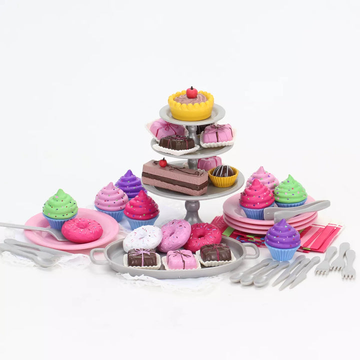 Sophia’S 47 Piece Serving Set with Desserts for 18'' Dolls, Multicolor